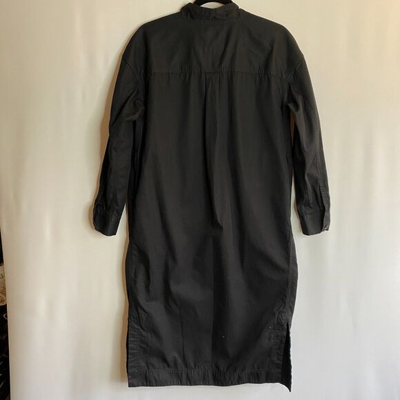 Gap Collarless Henley Pocket L/S True Black Khaki Midi Shirt Dress Size Small - Picture 3 of 16